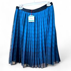 New- Anne Klein Womens Printed Ombre Pleated Skirt/ Size 8/Color SPRUCE/ANNE BLK